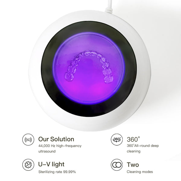 Ultrasonic Retainer Cleaner Cleaning Machine, 44kHz Jewelry Clean Pod 250ML Portable Ultra Sonic Retainer Cleaner for Mouth Guard Denture, Aligner - Professional Dental Cleaning Braces Night Guard