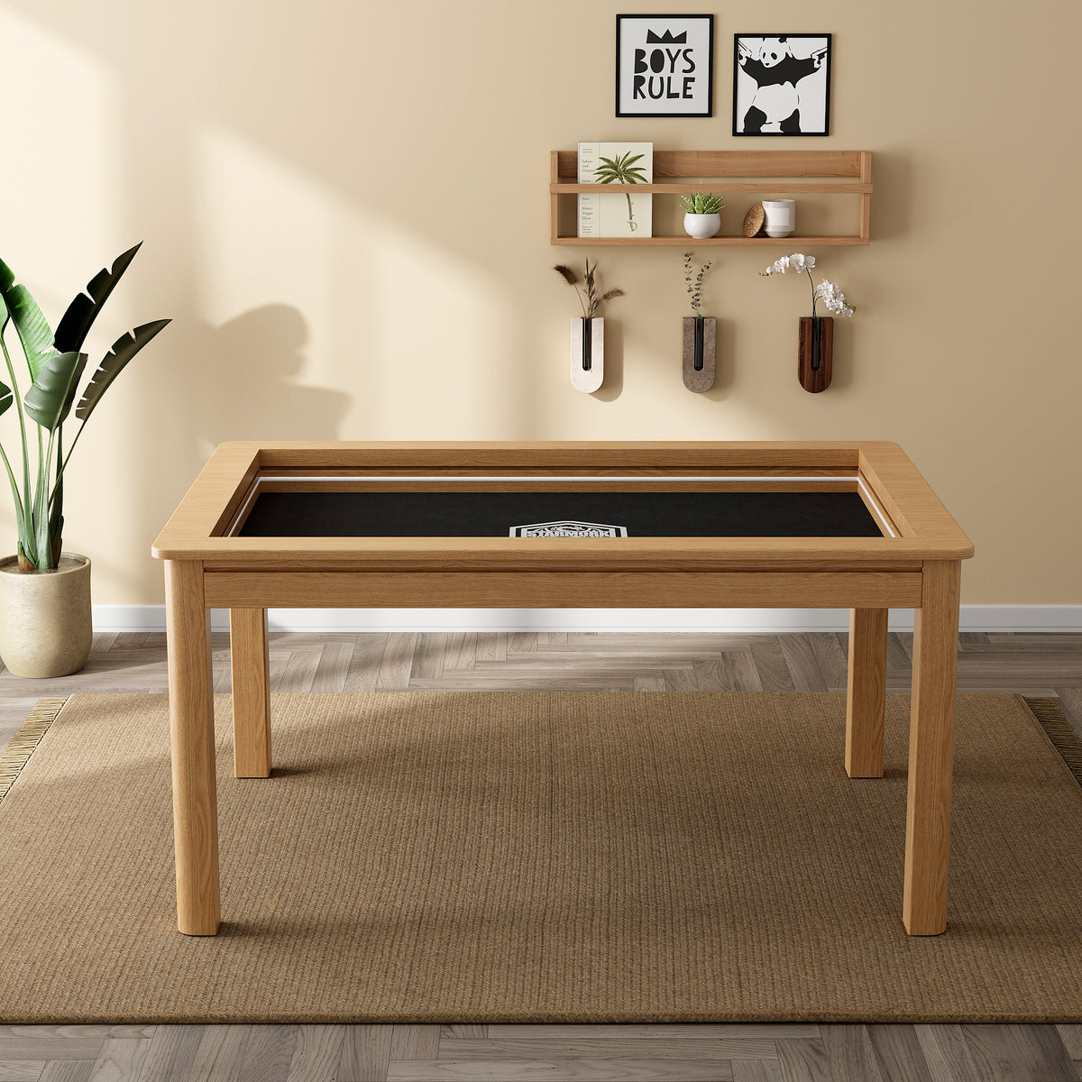 Board Game Table, oak, vault open