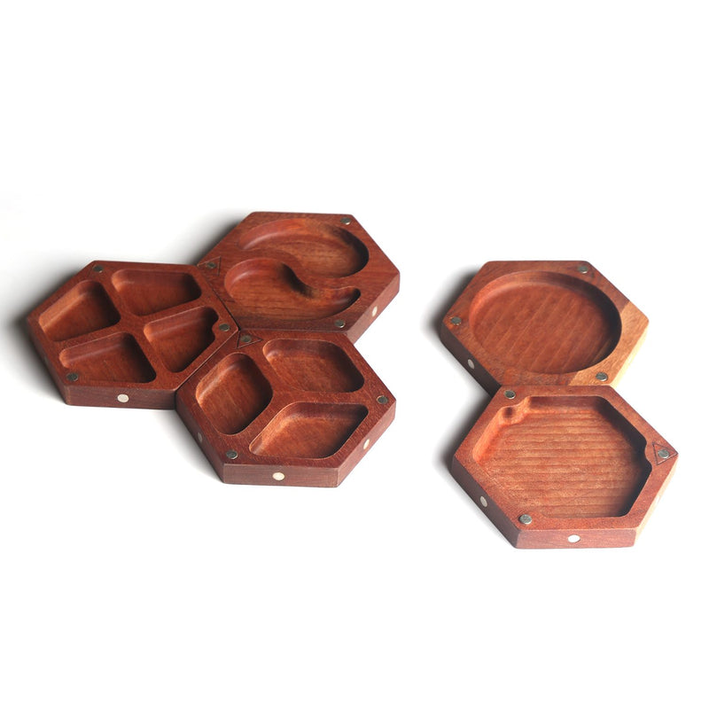Wooden tray set on white