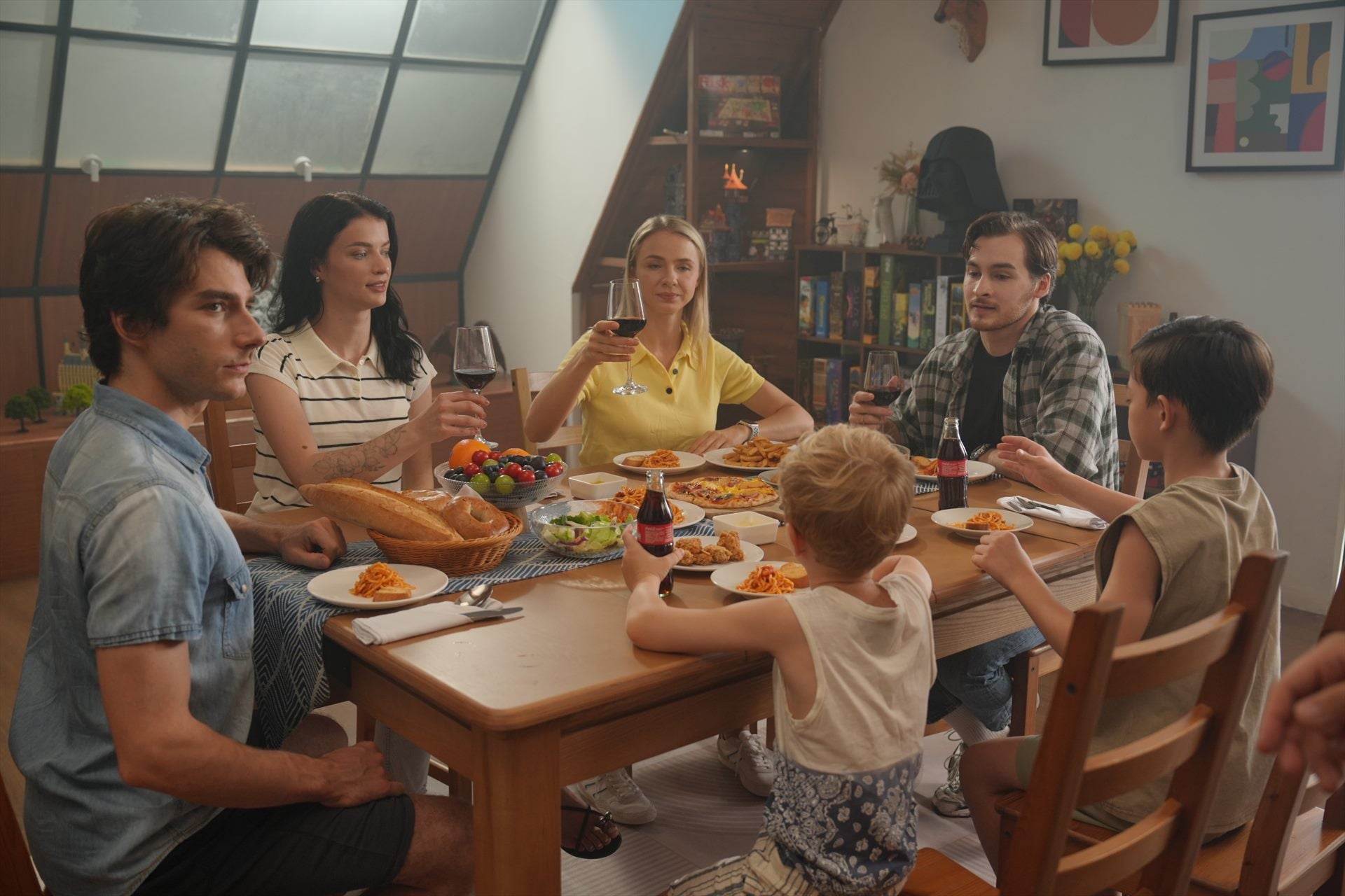 Family dinner on the oak table