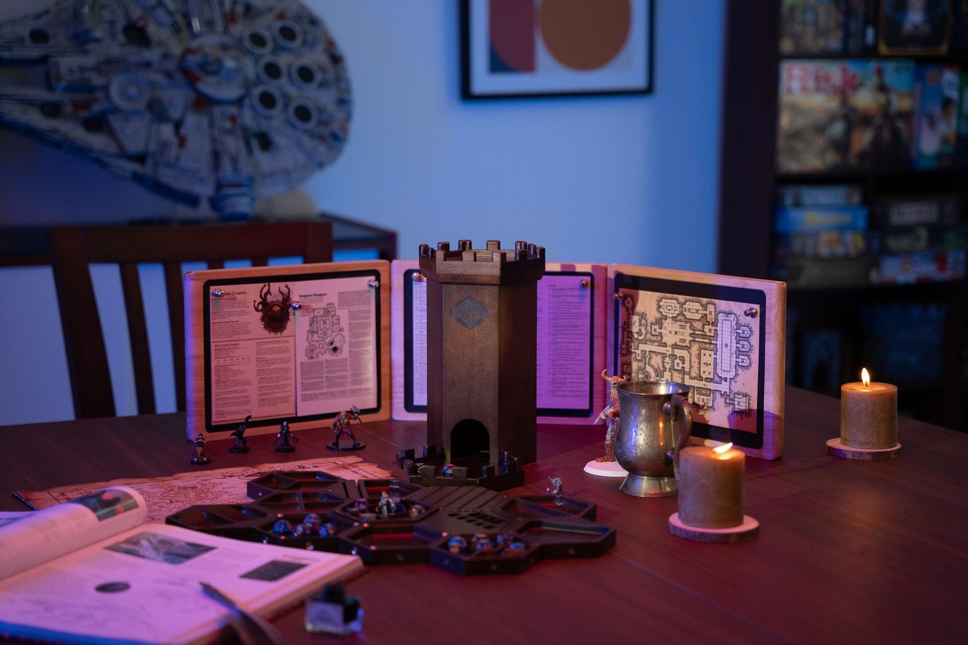 Dice Tower standing at the table