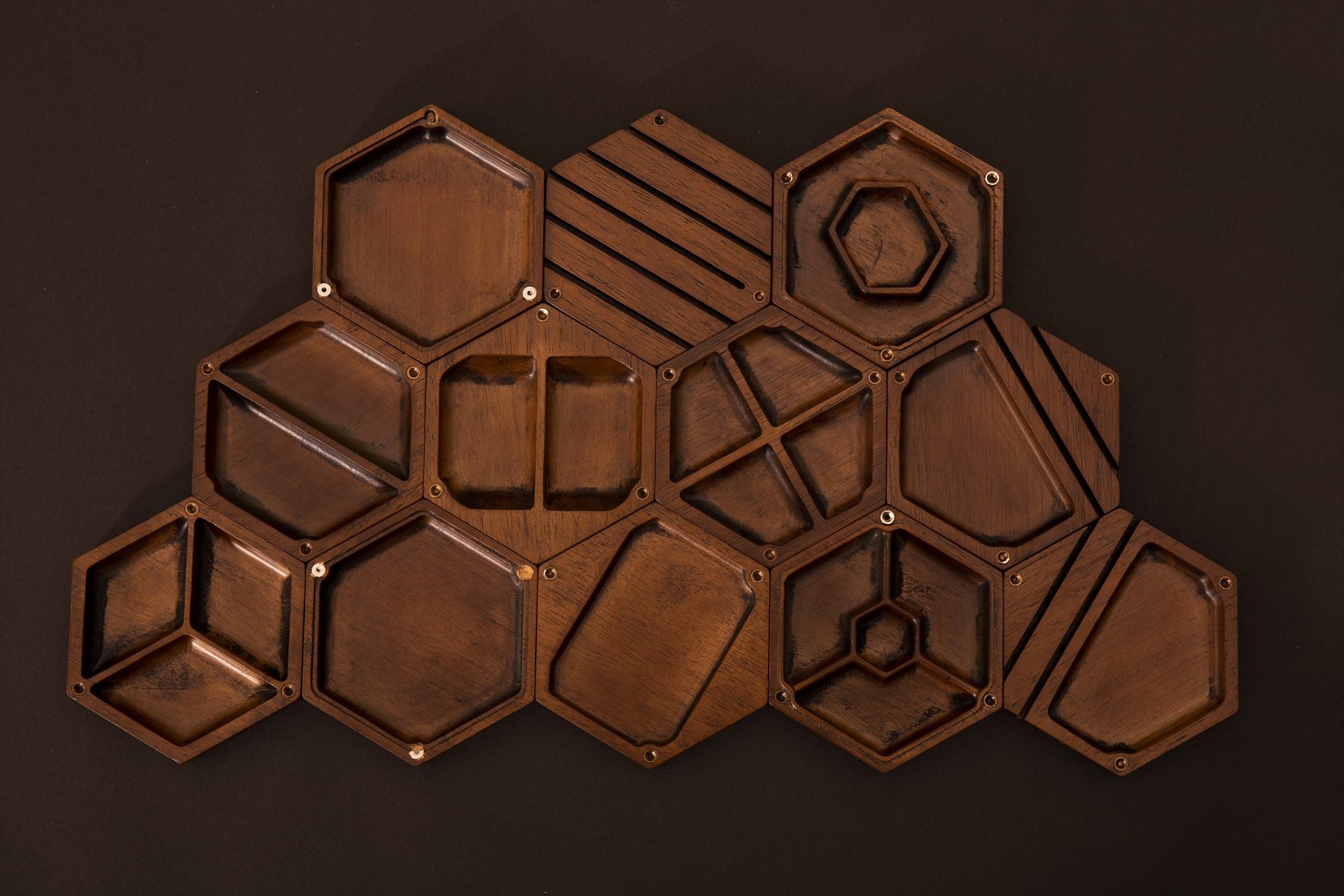 Hex trays laid out